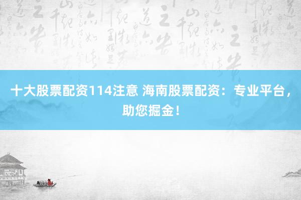 十大股票配资114注意 海南股票配资：专业平台，助您掘金！